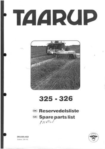 Taarup Mower 325 - 326 Parts Manual