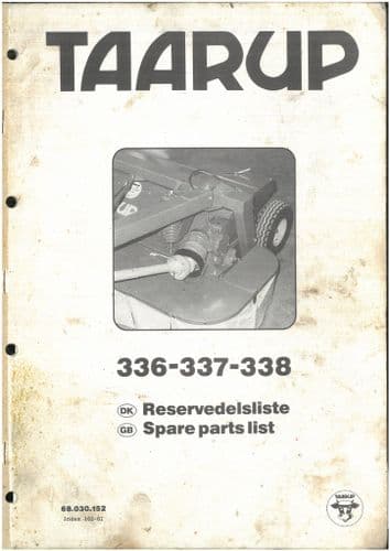 Taarup Mower 336 337 338 & Kverneland Mower TA 336 337 338 (Same Machine) Parts Manual - ORIGINAL