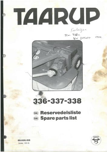 Taarup Mower 336 337 338 & Kverneland Mower TA 336 337 338 (Same Machine) Parts Manual