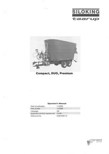 Taarup Siloking Mixer Feeder Compact DUO Premium Operators Manual - Dinacom