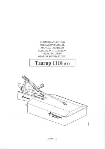 Taarup Twin Drum Mower 1118 Operators Manual