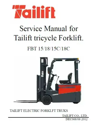 Tailift Forklift Truck FBT15 FBT18 FBT15C FBT18C Workshop Service Manual