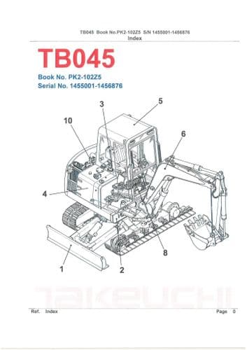 Takeuchi Compact Excavator TB045 Parts Manual