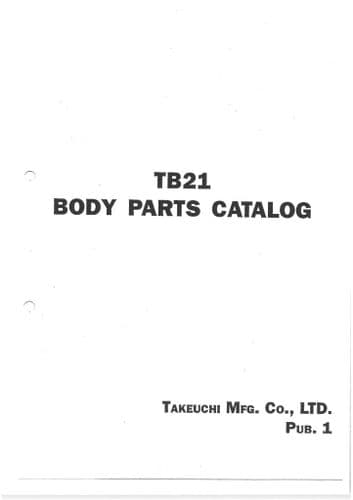 Takeuchi Compact Excavator TB21 Parts Manual