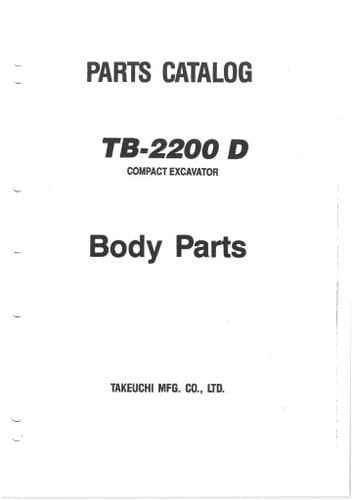 Takeuchi Compact Excavator TB2200 D Parts Manual