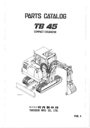 Takeuchi Compact Excavator TB45 Parts Manual