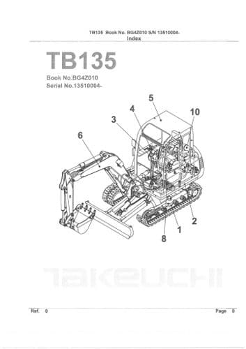 Takeuchi Compact ExcavatorTB135 Parts Manual