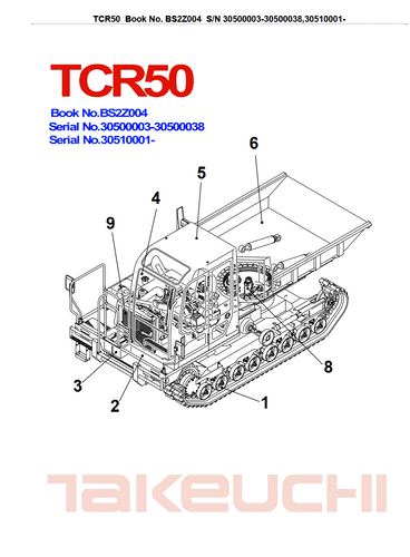 Takeuchi Crawler Dumper TCR50 Parts Manual