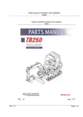 Takeuchi Excavator TB250 Parts Manual
