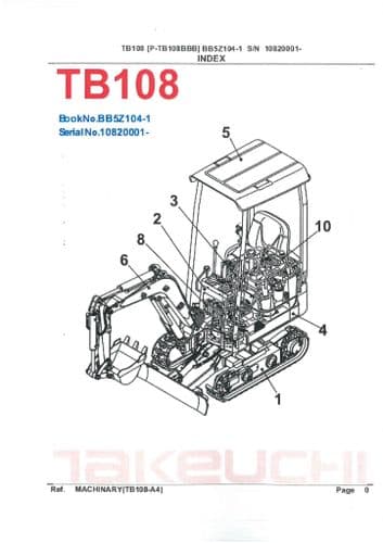 Takeuchi Hydraulic Excavator TB108 Parts Manual