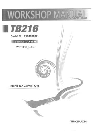 Takeuchi Mini Excavator TB216 Workshop Service Manual