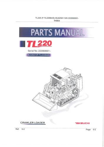 Takeuchi Track Loader TL220 Parts Manual