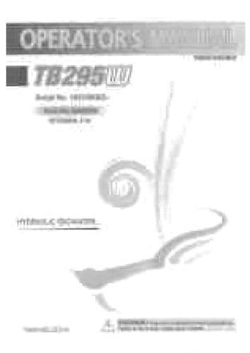 Takeuchi Wheeled Excavator TB295W Operators Manual