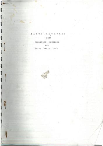 Tanco Autowrap 1989 Operators Manual with Parts List