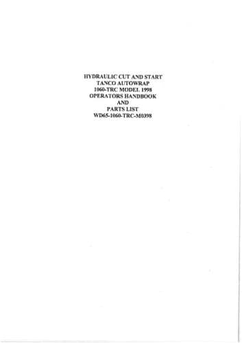 Tanco Autowrap Bale Wrapper 1060TRC Operators Manual and Spare Parts List