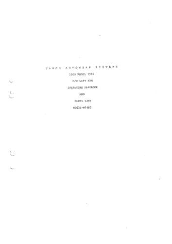 Tanco Autowrap Bale Wrapper 1200 Operators Manual and Spare Parts List