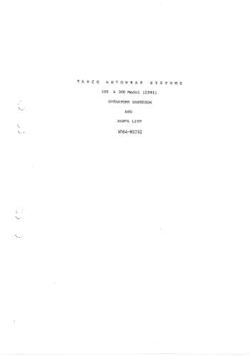 Tanco Autowrap Bale Wrapper 200 & 300 Operators Manual and Spare Parts List