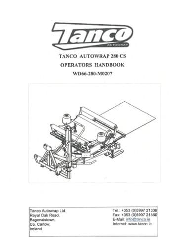Tanco Autowrap Bale Wrapper 280CS Operators Manual