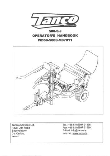 Tanco Autowrap Bale Wrapper 580S 580J Operators Manual