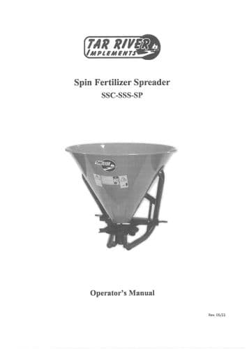 Tar River Spin Fertiliser Spreader SSC100 SSS300 SSS500 SP300SS SP500SS Operaotrs Manual