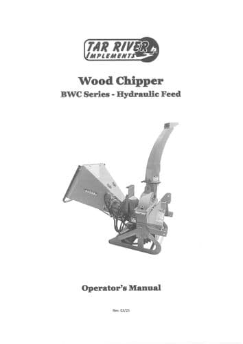 Tar River Wood Chipper BWC040H BWC060H BWC080H Operators Manual