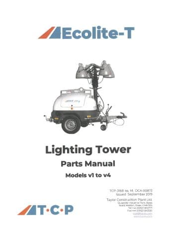 TCP Lighting Tower Ecolite-T V1 V2 V3 V4 Parts Manual