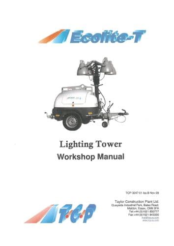 TCP Lighting Tower Ecolite -T Workshop Service Manual