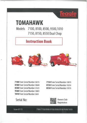 Teagle Bale Processor Feeder Tomahawk -7100 8100 8500 9500 1010 Dual Chop 7150 8150 8550 Operators O
