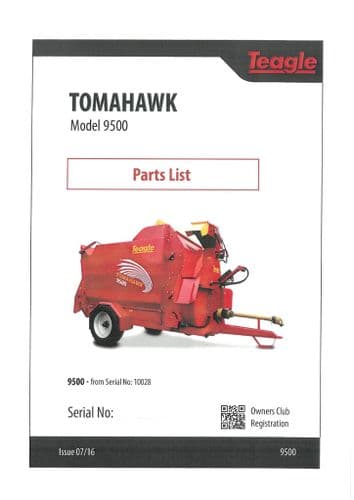 Teagle Bale Processor Tomahawk Model 9500 Parts Manual