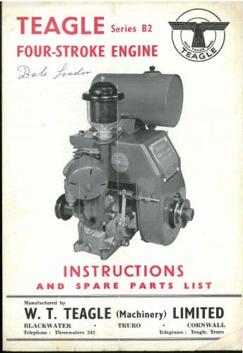 Teagle Four Stroke Engine Series B2 Operators Manual with Parts List