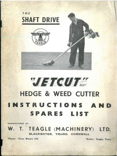 Teagle Hedge & Weed Cutter 'Jetcut' Operators Manual with Parts List