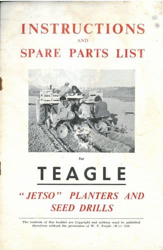Teagle Jetso Planter and Seed Drills -  Operators Manual with Parts List - Jetso