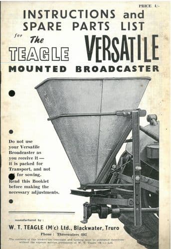 Teagle Mounted Broadcaster Versatile Operators Manual with Parts List