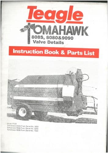 Teagle Straw Bedder Tomahawk 808S 8080 & 9090 Operators Manual and Spare Parts List - ORIGINAL