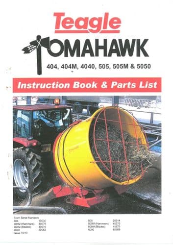Teagle Tomahawk 404 404M 4040 505 505M 5050 Straw Shredder Operators Manual with Parts List
