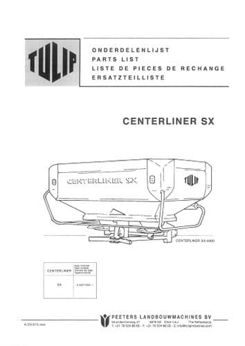 Teagle Tulip Fertiliser Spreader Centerliner Model SX Parts Manual