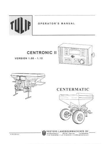 Teagle Tulip Fertiliser Spreader Centronic II Ver 1.0 - 1.12 & Centermatic Operators Manual