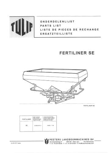 Teagle Tulip Fertiliser Spreader Fertiliner SE Parts Manual