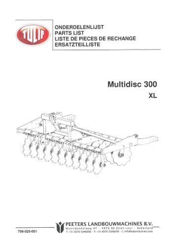 Teagle Tulip Multidisc 300XL Parts Manual