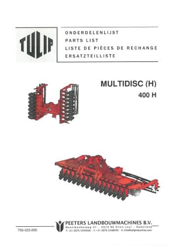 Teagle Tulip Multidisc 400H Parts Manual