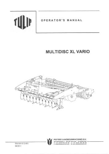 Teagle Tulip Multidisc XL Vario Operators  Manual