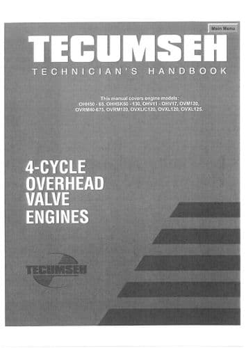 Tecumseh Engine 4 Cycle OVRM40-675 OVRM120 OVXL-C120 OVXL120 OVXL125 Workshop Service Manual