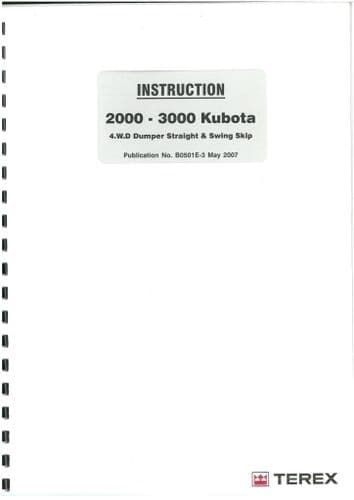 Terex 4WD Dumper Straight & Swing Skip 2000 - 3000 Kubota Operators Manual