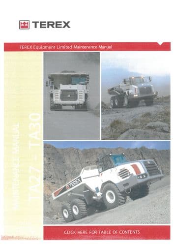 Terex Articulated Dump Truck TA27 & TA30 Workshop Manual