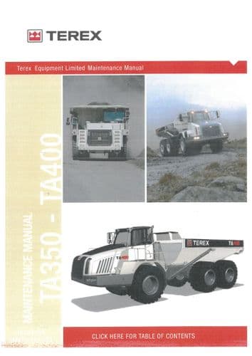 Terex Articulated Dump Truck TA350 & TA400 Workshop Manual