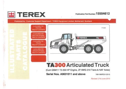 Terex Articulated Truck TA300 Parts Manual