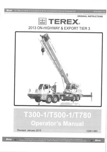 Terex Crane T300-1 T500-1 T780 Operators Manual