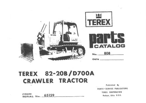 Terex Crawler Dozer Tractor 82-20B/D700A Parts Manual
