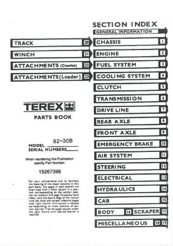 Terex Crawler Dozer Tractor 82-30B Parts Manual