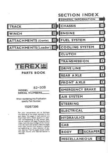 Terex Crawler Dozer Tractor 83-30B Parts Manual
